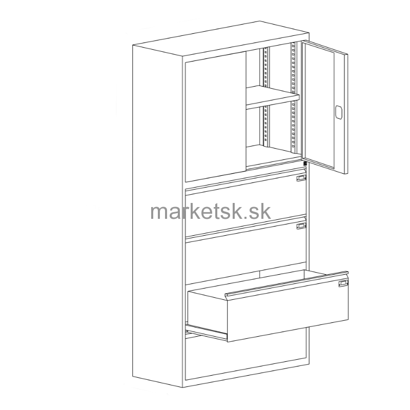 Kovová kancelárska skriňa OW001 - 199 x 100 x 43,5 cm